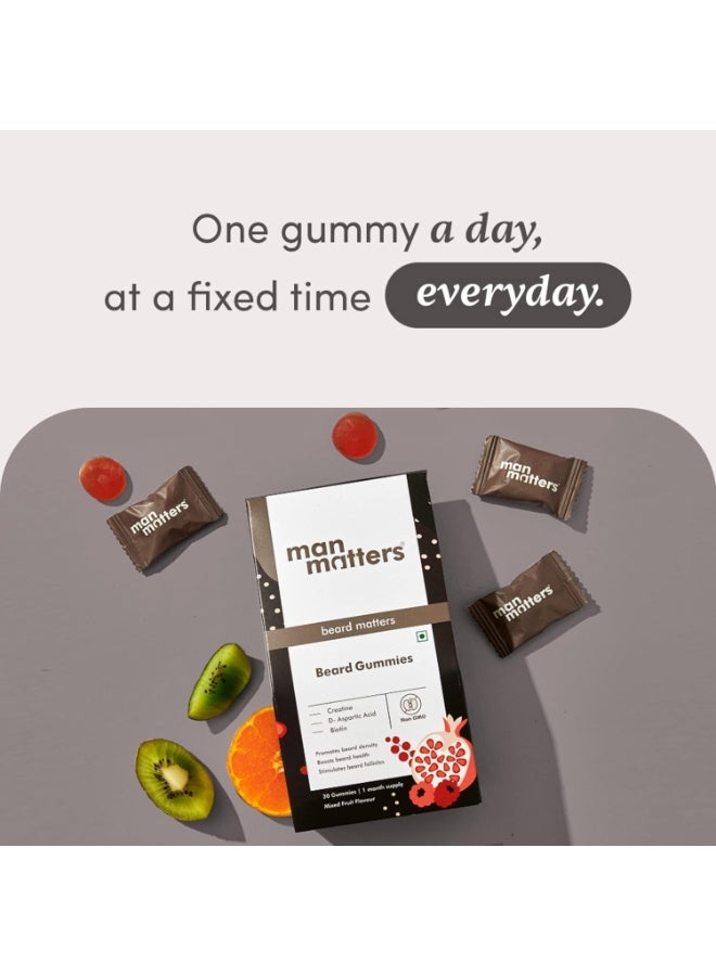 مان ماترز مكملات غذائية على شكل حلوى للمساعدة على نمو اللحية من مان ماترز للرجال | عبوة تكفي 30 يومًا | لتكثيف اللحية وتحفيز بصيلات الشعر وتحسين كثافة اللحية | تحتوي على البيوتين وحمض الأسبارتيك والكرياتين | خالية من الجيلاتين ونباتية 100% - Image 2